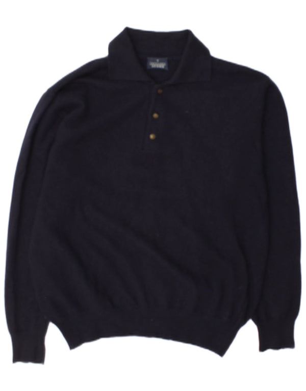 Maglione Trussardi Jeans Uomo Collo Alto in Lana Blu Navy Medio