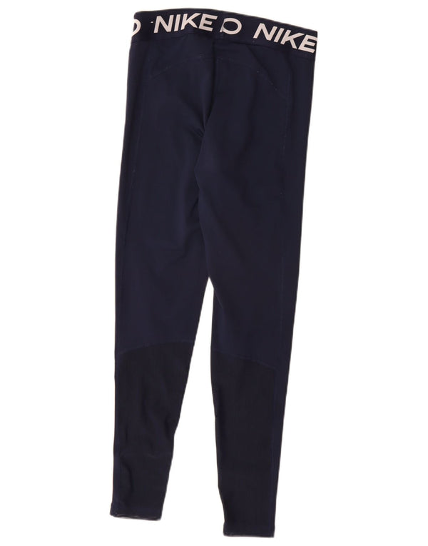 Leggings grafici Nike Dri Fit da donna UK 12 medio poliestere blu navy