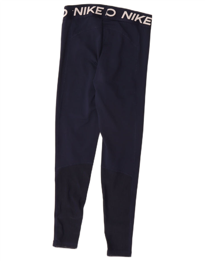 Leggings grafici Nike Dri Fit da donna UK 12 medio poliestere blu navy