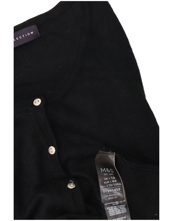 Maglione cardigan da donna Marks & Spencer UK 16 grande viscosa nera