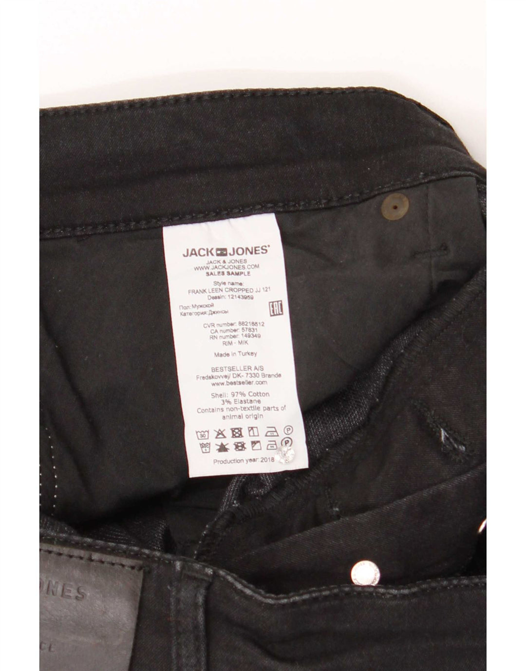Jeans dritti da uomo Jack & Jones W34 L27 cotone nero