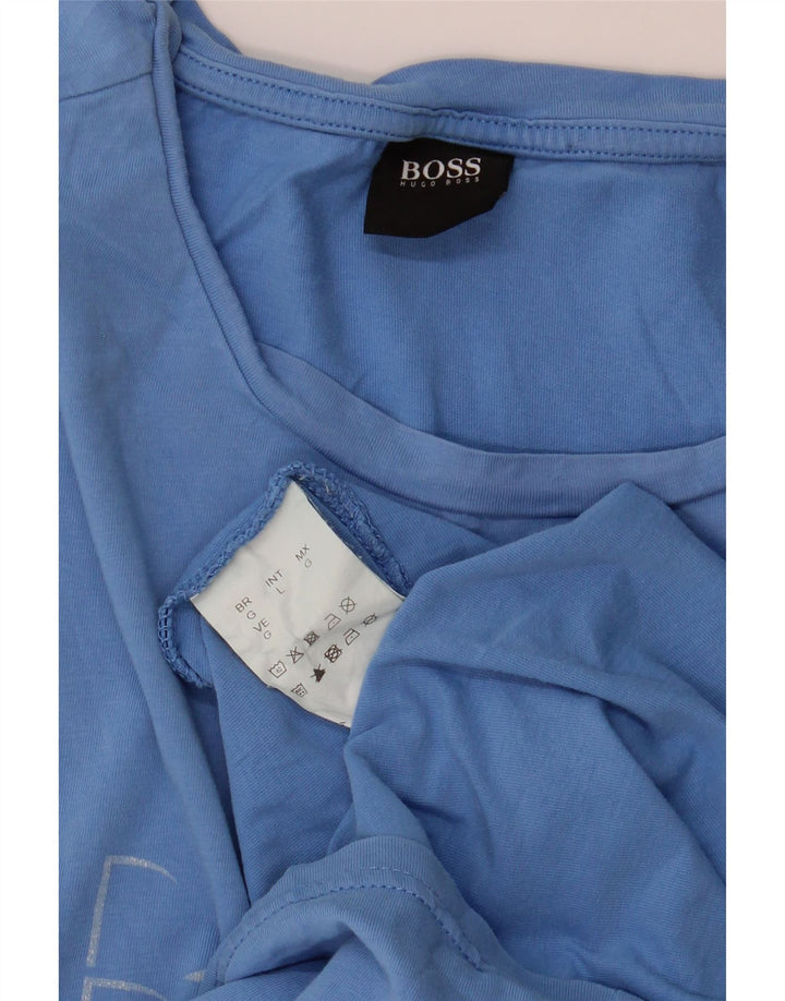 T-shirt grafica da uomo Hugo Boss Top grande in cotone blu