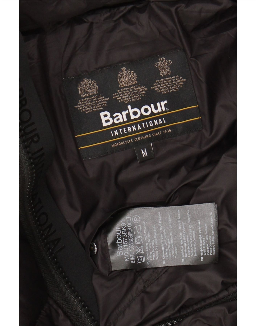 Giacca imbottita con cappuccio da uomo Barbour UK 38 media nera in poliammide