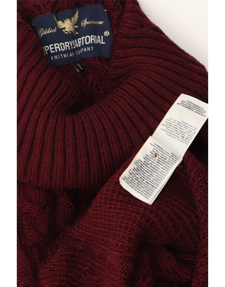 Maglione maglione da donna con collo alto Superdry UK 18 XL Acrilico marrone