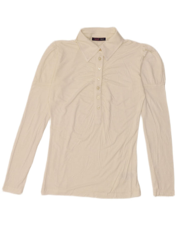 Polo da donna a maniche lunghe Gaudi UK 12 viscosa bianca media