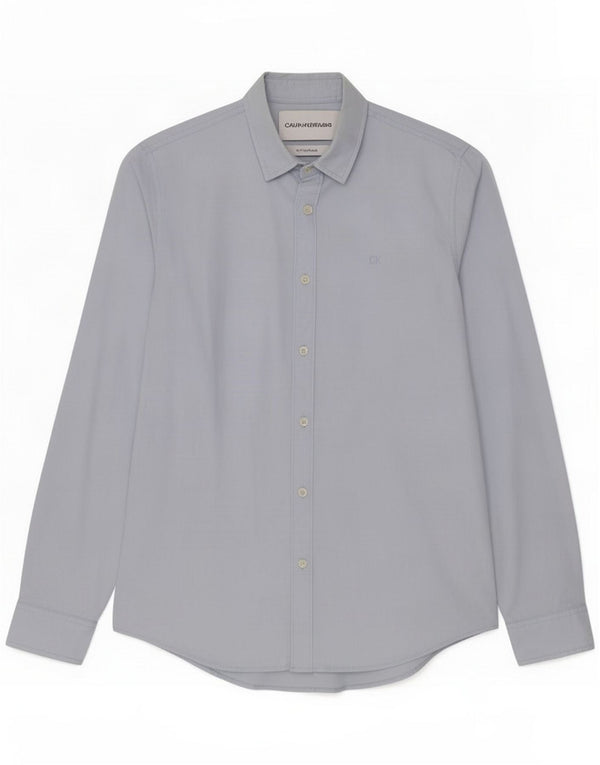Calvin Klein Jeans Camicia slim fit da uomo in cotone blu medio