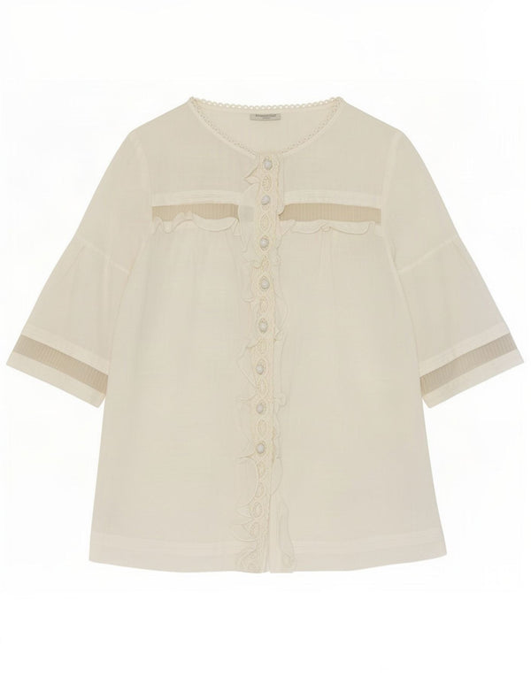 Camicetta da donna a maniche corte Massimo Dutti EU 40 Ramie medio bianco sporco