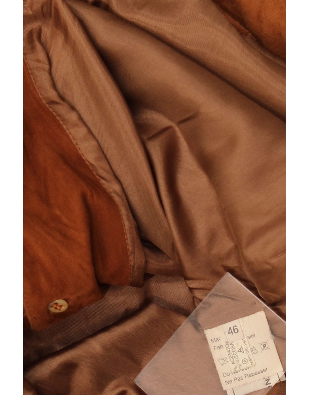 Giacca vintage in pelle scamosciata da donna IT 46 grande in pelle marrone