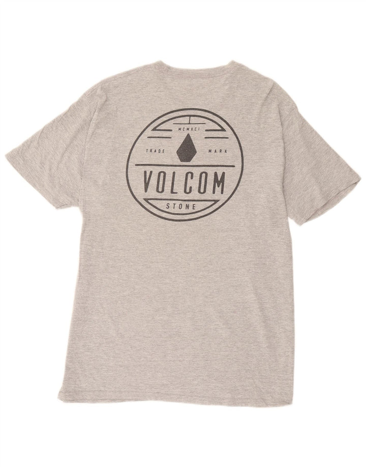 T-shirt grafica da uomo Volcom Top grande in cotone chiazzato grigio
