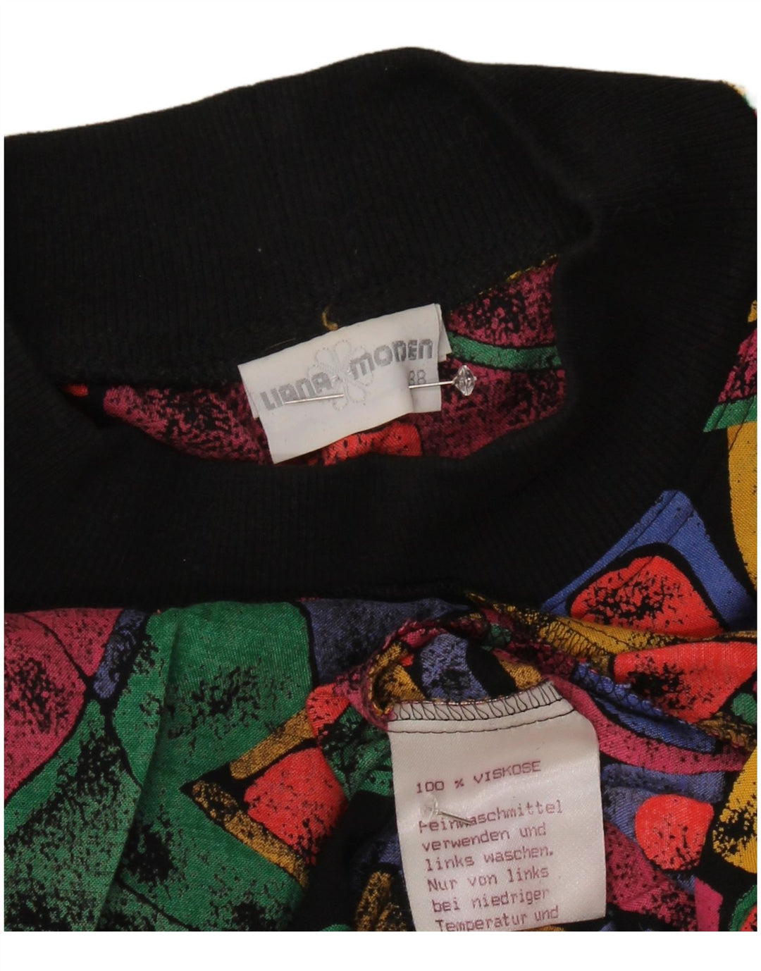 Abito vintage da donna a vita bassa EU 38 medio multicolore geometrico