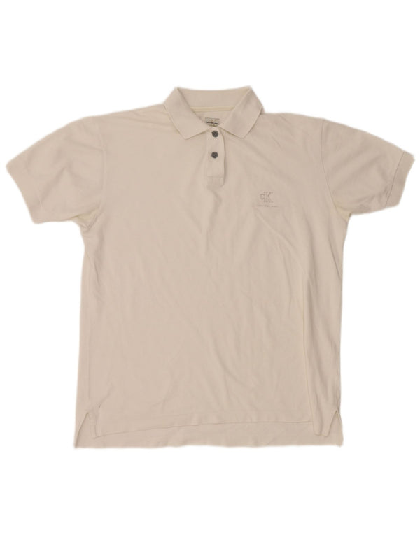 Polo da uomo Calvin Klein grande in cotone bianco