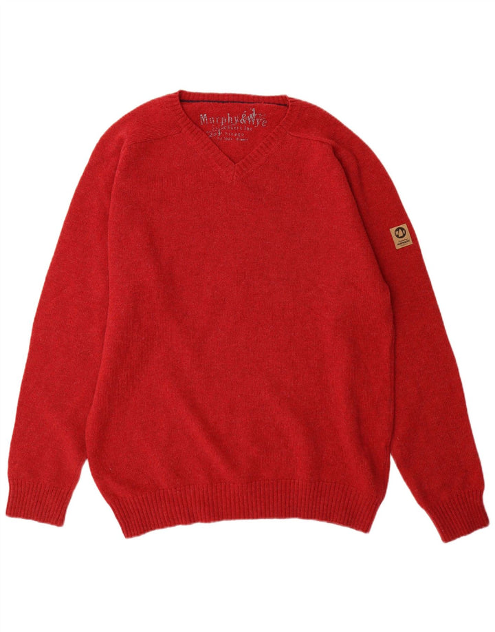 Maglione da uomo con scollo a V Murphy & Nye 2XL lana rossa