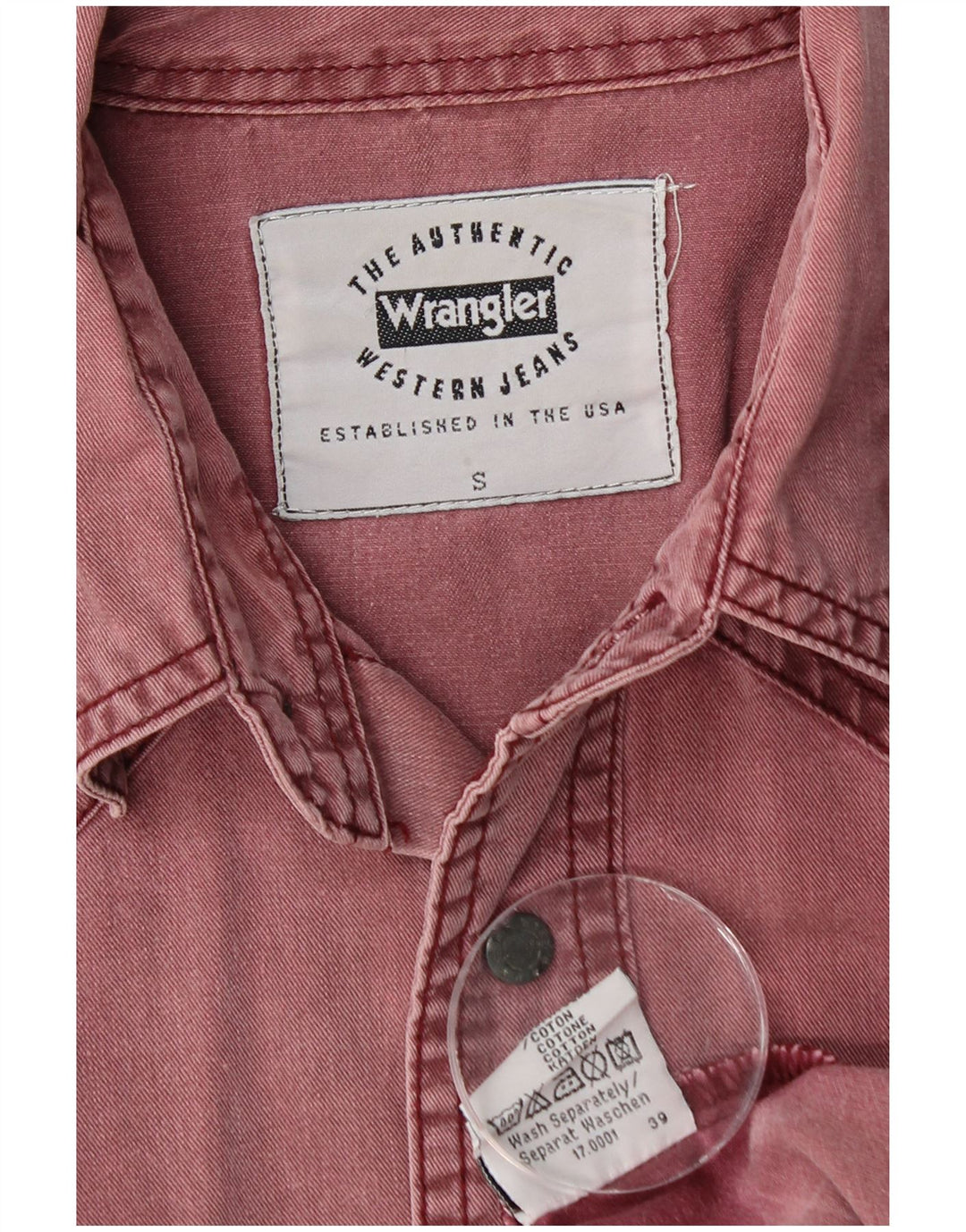 WRANGLER Camicia in denim western da uomo piccola in cotone bordeaux