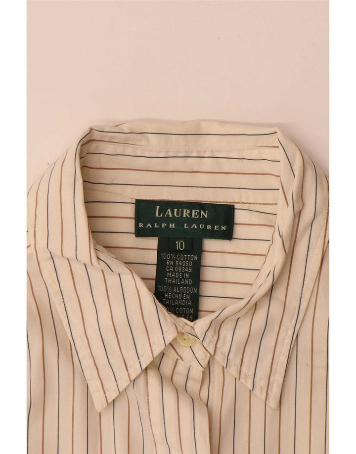 Camicia formale da donna Ralph Lauren vestibilità regolare US 10 grandi righe beige