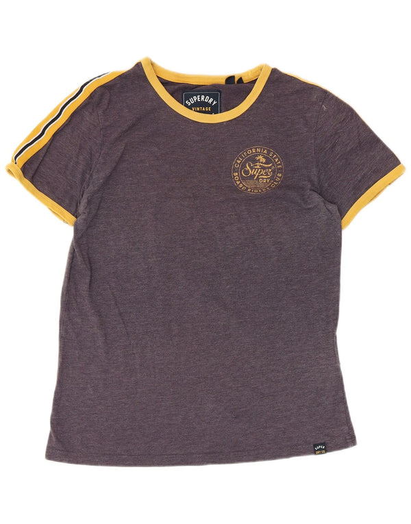 T-shirt grafica da donna SUPERDRY Top UK 12 cotone viola medio