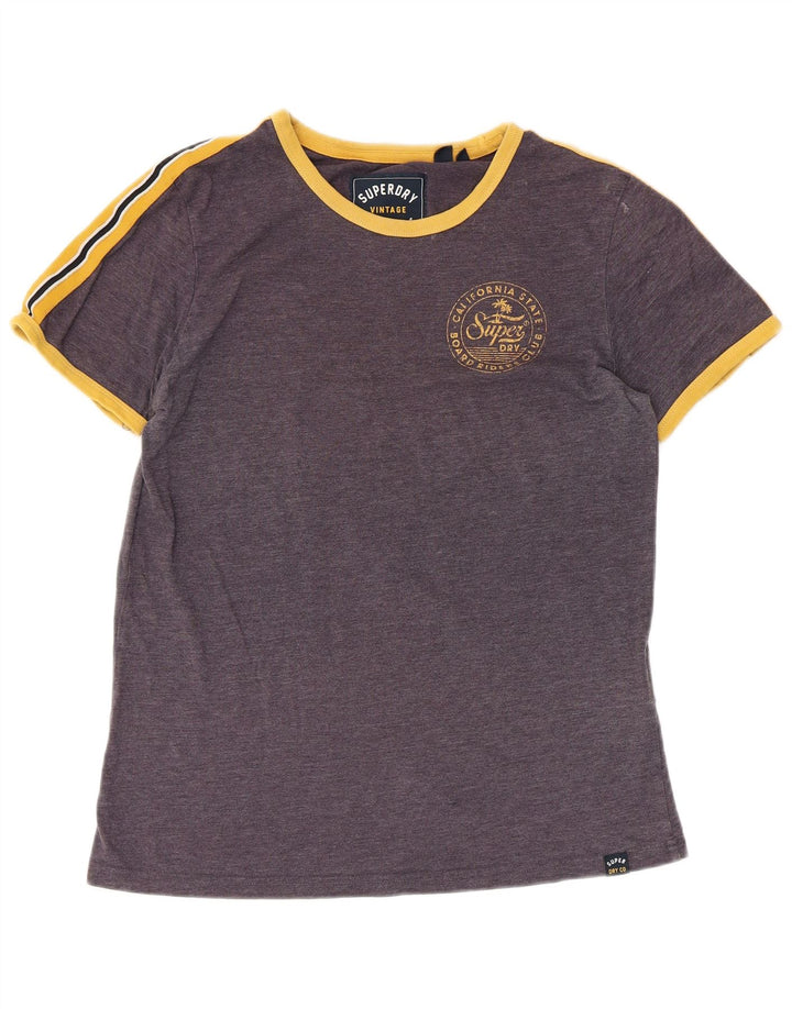 T-shirt grafica da donna SUPERDRY Top UK 12 cotone viola medio