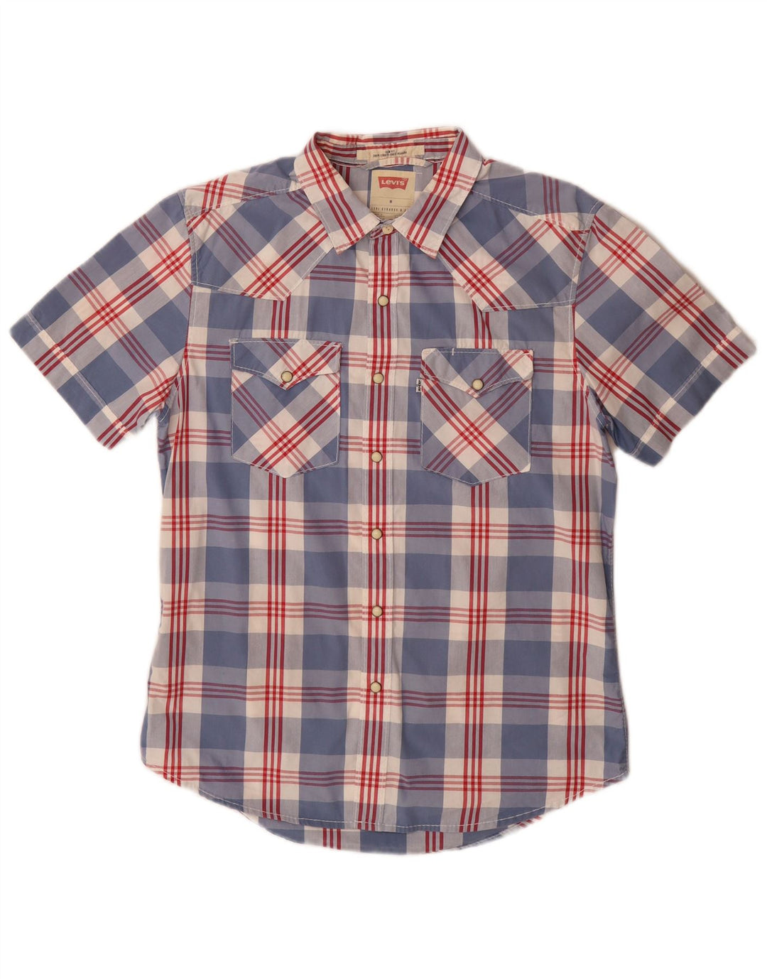 Camicia Levi's da uomo slim fit a maniche corte in cotone a quadri blu medio