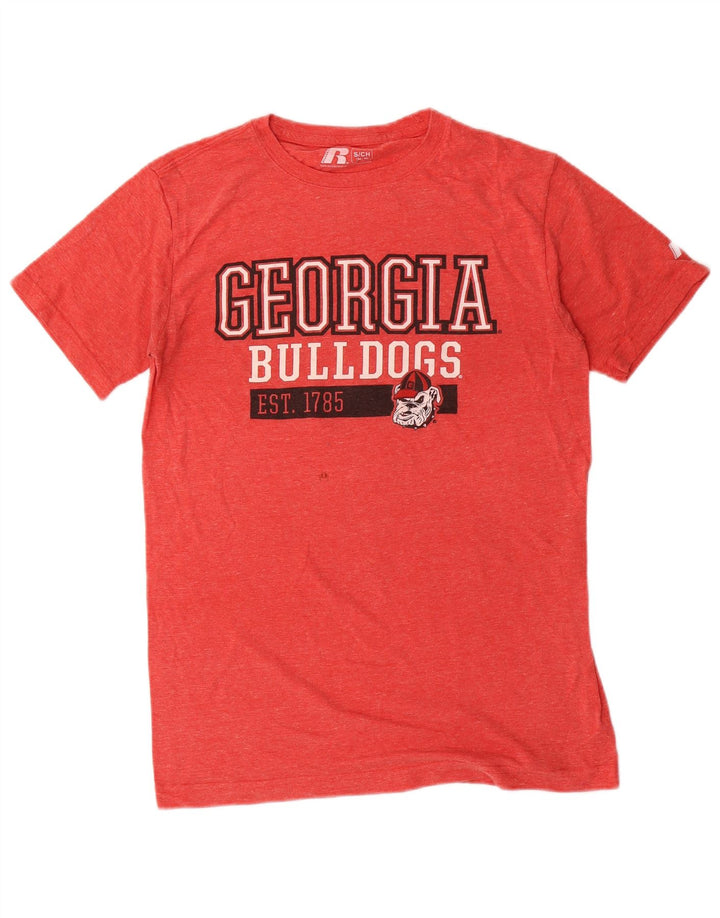 T-shirt grafica da uomo Russell Athletic Top piccola in poliestere rosso