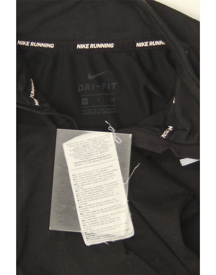 Top della tuta da ginnastica Nike Dri Fit con collo e zip da donna, UK 10, piccola, nera