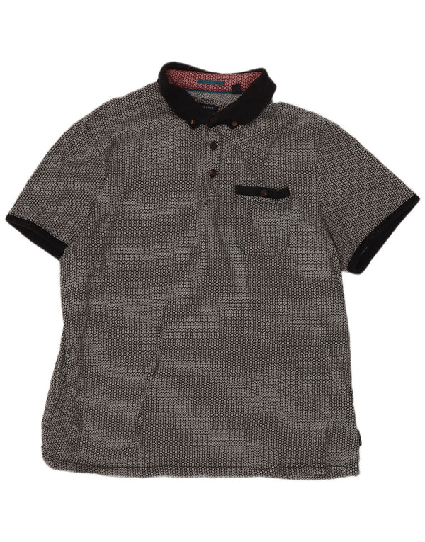 Polo da uomo Ted Baker taglia 5 XL in cotone geometrico nero