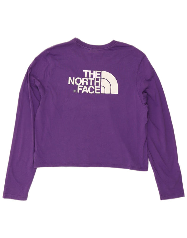 Top corto grafico da donna The North Face manica lunga UK 12 viola medio