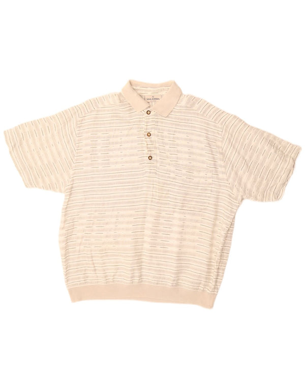 Maglia pullover da uomo a maniche corte Malagrida in cotone a righe beige medio