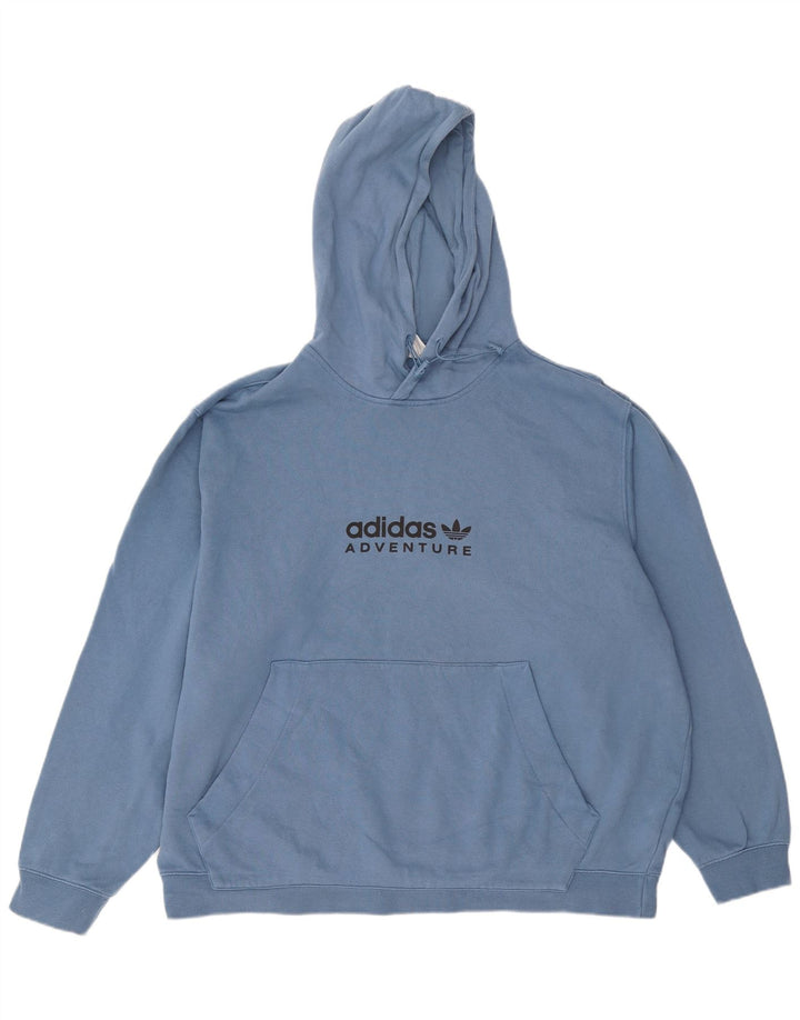 Maglione con cappuccio grafico ADIDAS Adventure da uomo 2XL in cotone blu