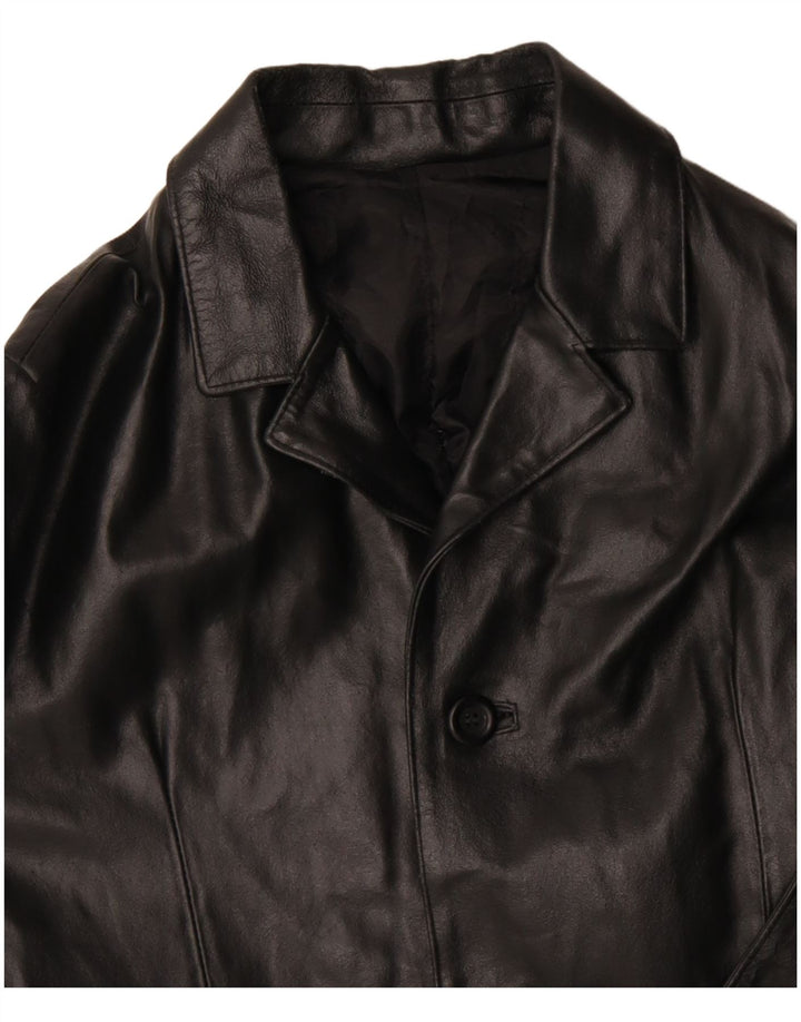 Cappotto in pelle da uomo VINTAGE UK 36 Piccolo in pelle nera