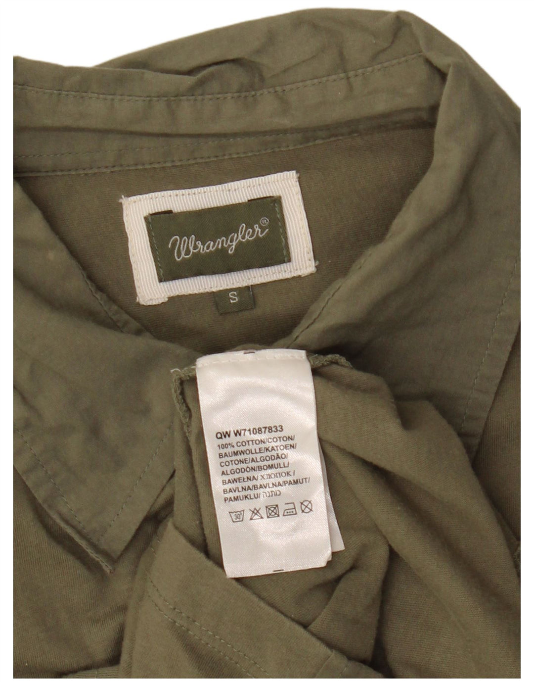 Camicia militare a maniche corte da uomo WRANGLER piccola in cotone kaki