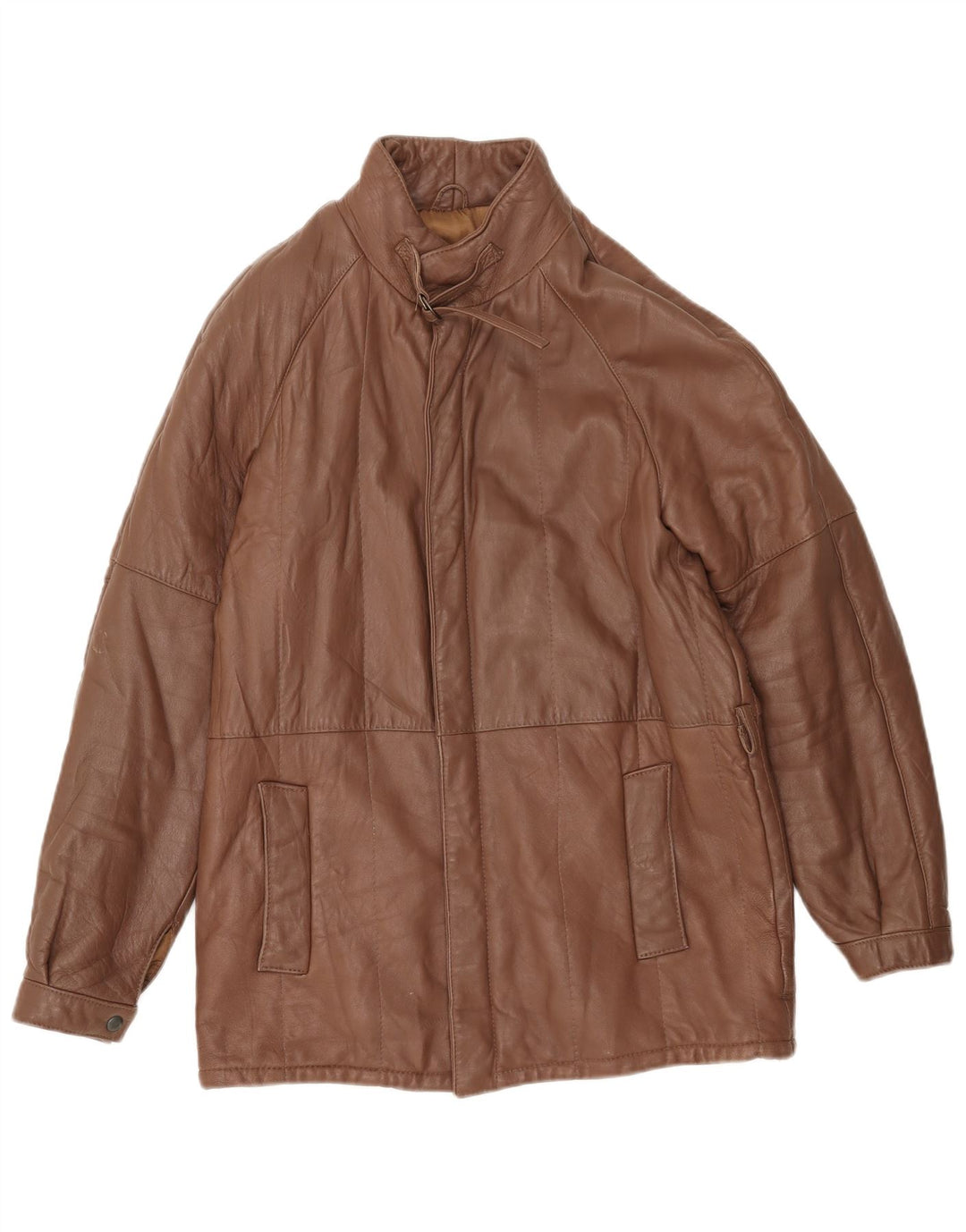 Giacca in pelle vintage da uomo IT 48 in pelle marrone medio