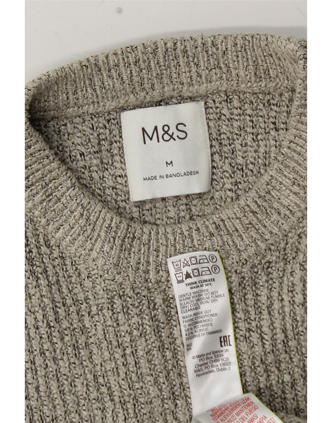 MARKS & SPENCER Maglione girocollo da uomo in poliammide grigio medio