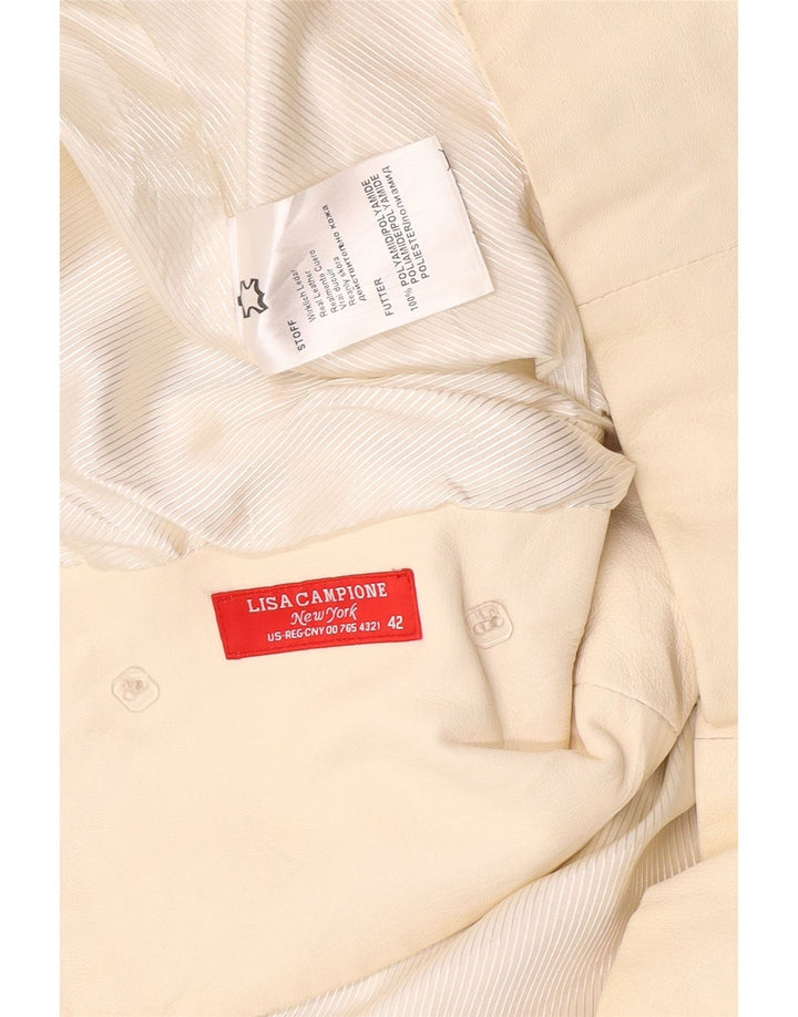 Giacca doppiopetto corta da donna vintage EU 42 grande bianco sporco