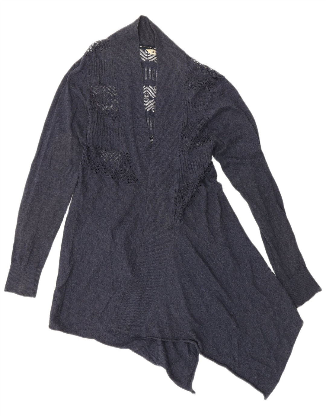 Maglione cardigan asimmetrico da donna Fat Face UK 10 piccolo cotone blu navy
