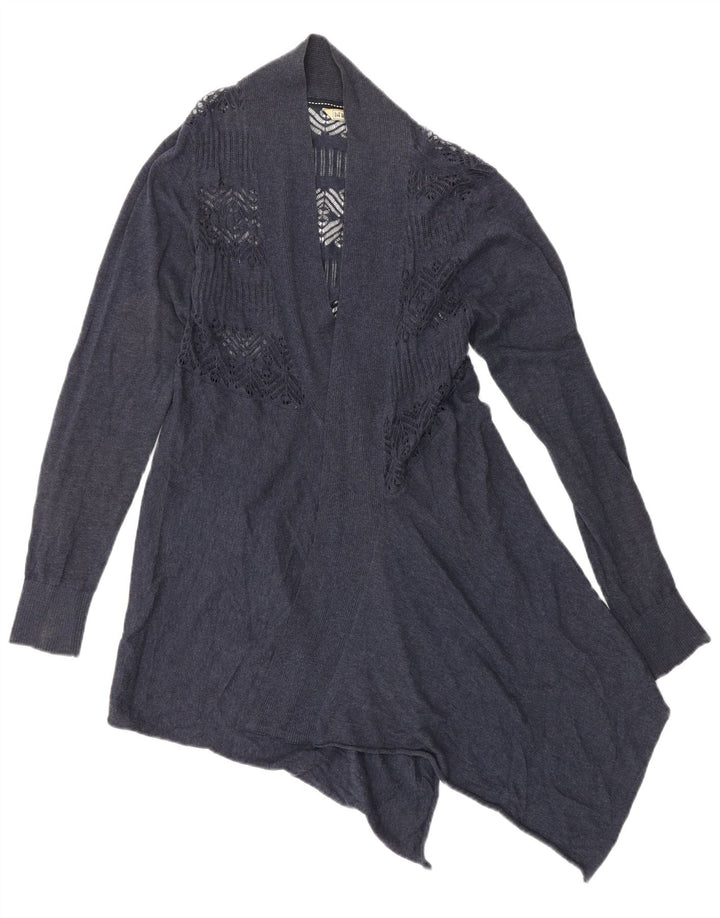 Maglione cardigan asimmetrico da donna Fat Face UK 10 piccolo cotone blu navy