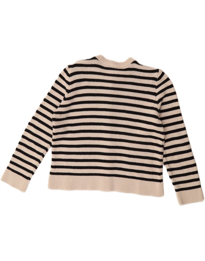 Maglione cardigan oversize da donna ZARA UK 14 a righe bianche medie