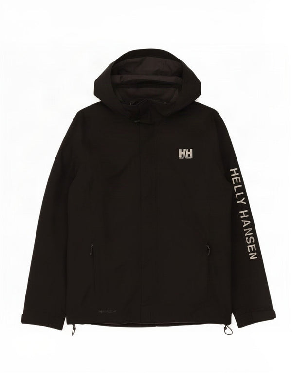 Giacca antipioggia da uomo con cappuccio grafico Helly Hansen UK 40 grande poliestere nero