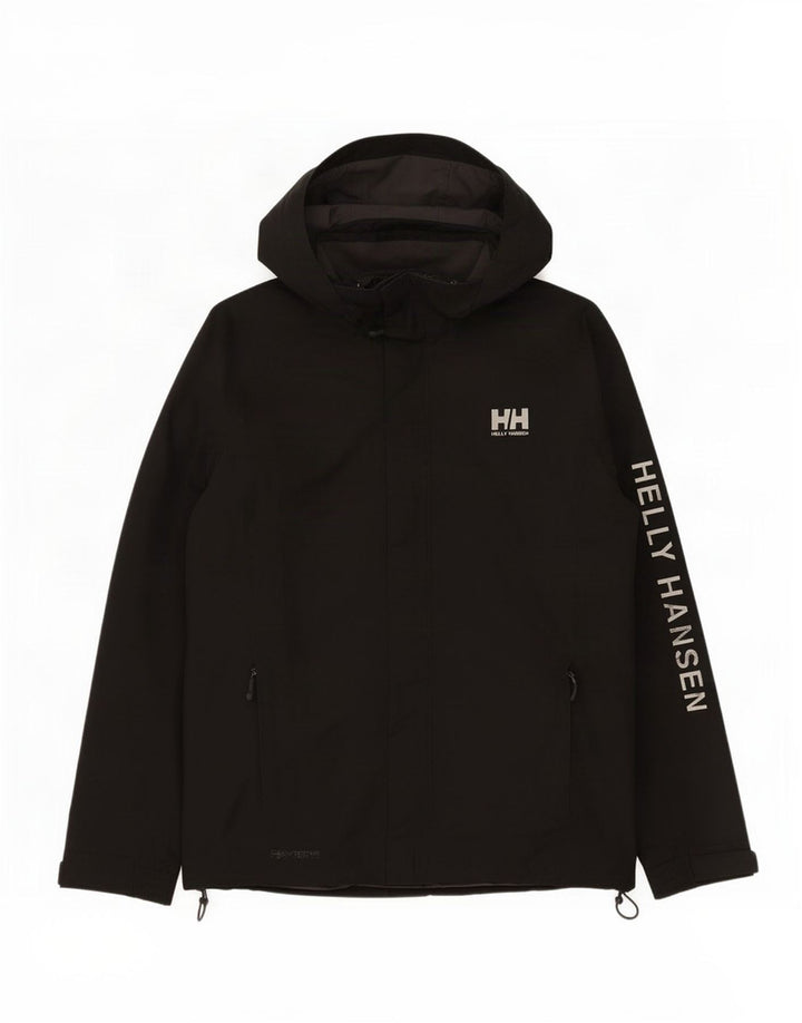 Giacca antipioggia da uomo con cappuccio grafico Helly Hansen UK 40 grande poliestere nero