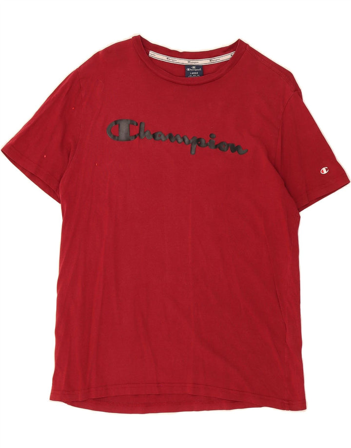CHAMPION Mens Graphic T-Shirt Top Large Maroon Cotton Vintage Champion and Second-Hand Champion from Messina Hembry 