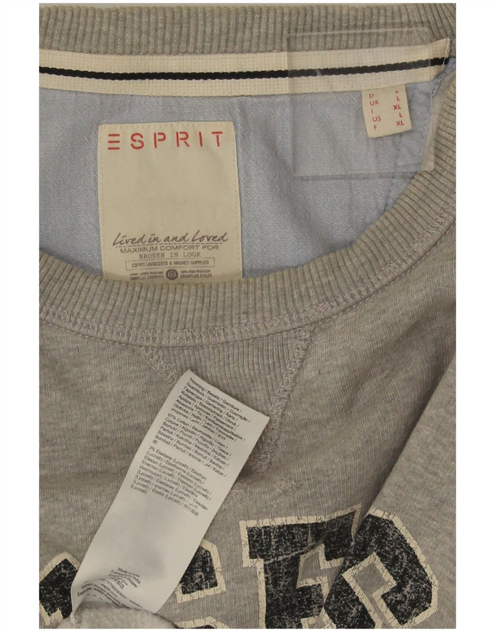 Felpa grafica da uomo Esprit Maglione grande cotone chiazzato grigio