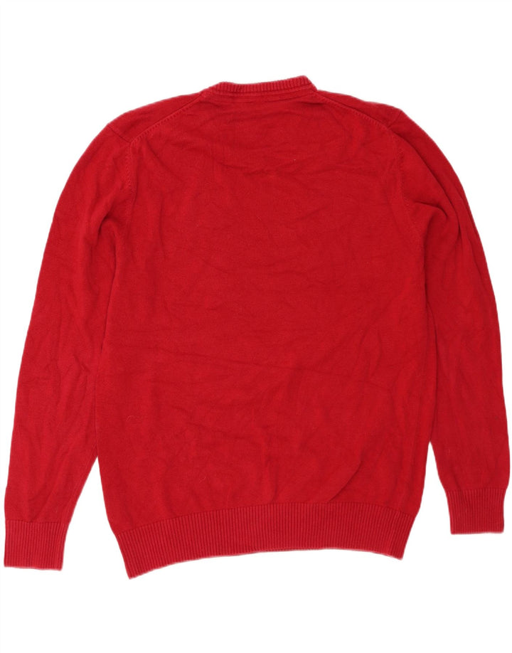 CREW CLOTHING Maglione da uomo con scollo a V grande cotone rosso