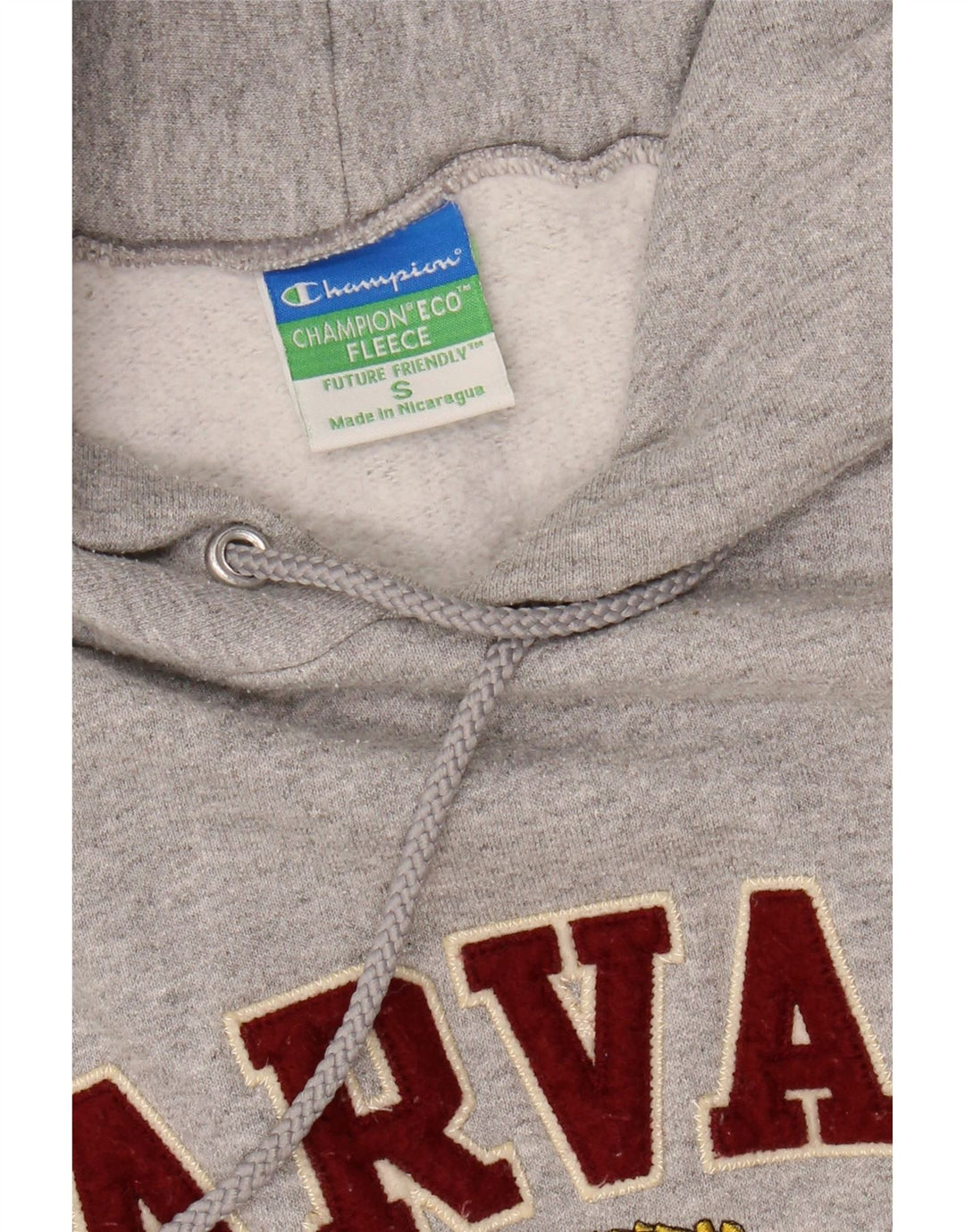 CHAMPION Mens Harvard Graphic Hoodie Jumper Small Grey Cotton