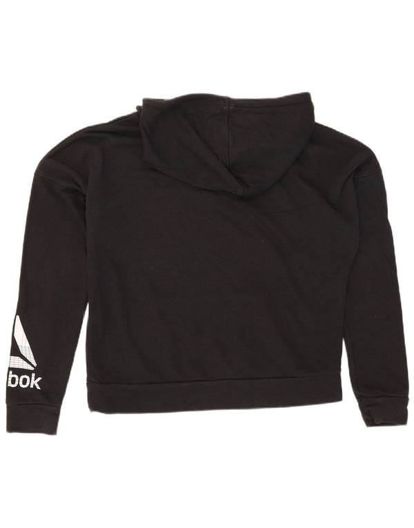 Maglione con cappuccio oversize grafico da donna Reebok UK 12/14 Cotone nero medio