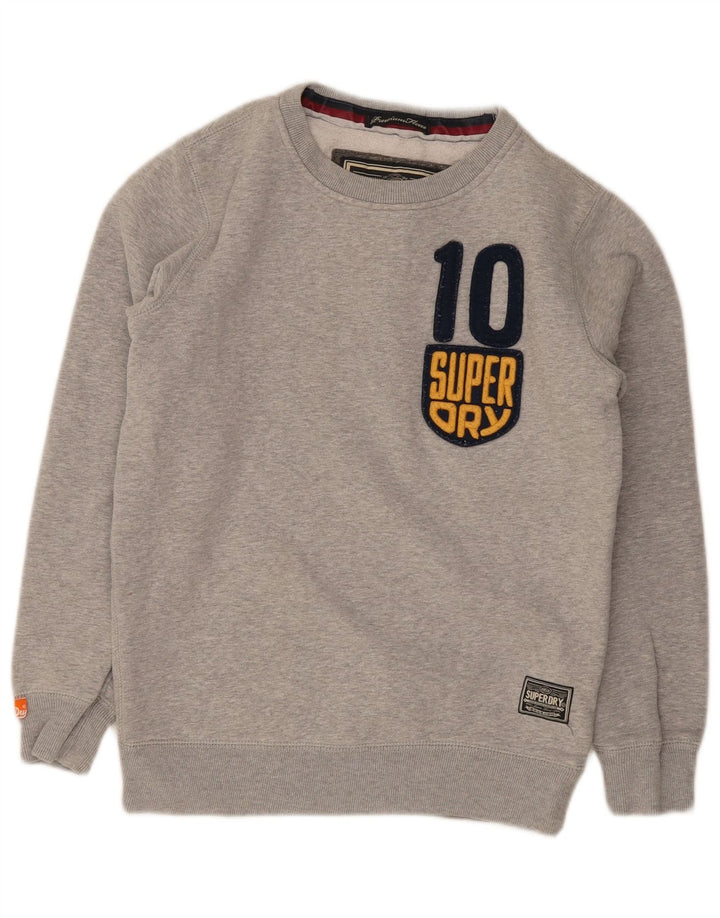 Felpa grafica da uomo Superdry Maglione piccolo cotone chiazzato grigio