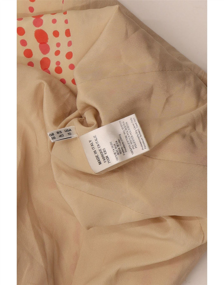 Giacca blazer vintage da donna con maniche a 3/4 e 3 bottoni US 10 grande beige maculato