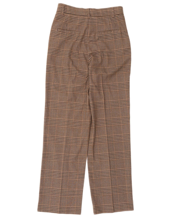 Pantaloni da abito affusolati a vita alta da donna Zara XS W24 L30 pied de poule marroni