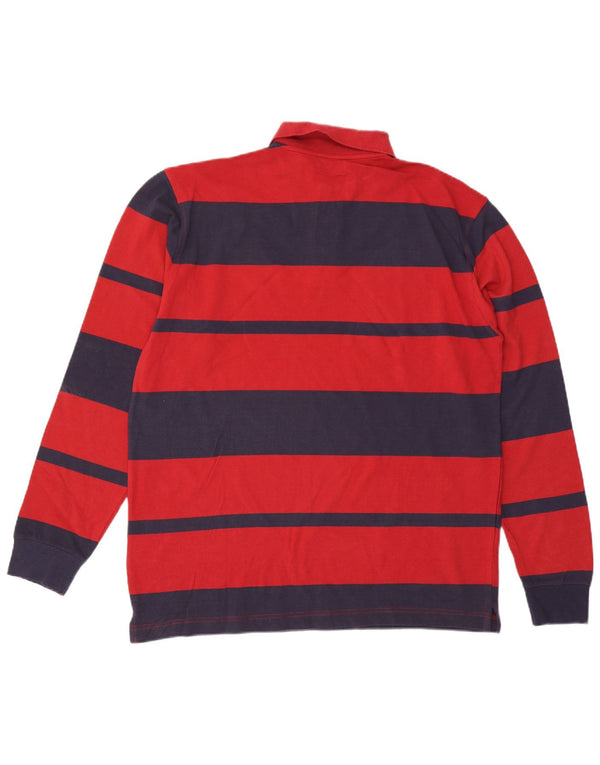 Polo ASICS da uomo a maniche lunghe in cotone a righe grandi rosse