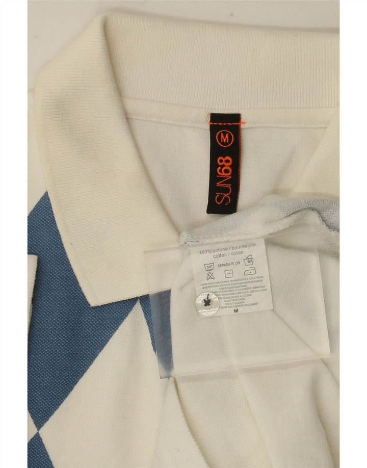 Polo da uomo Sun68 in cotone argyle/diamante bianco medio