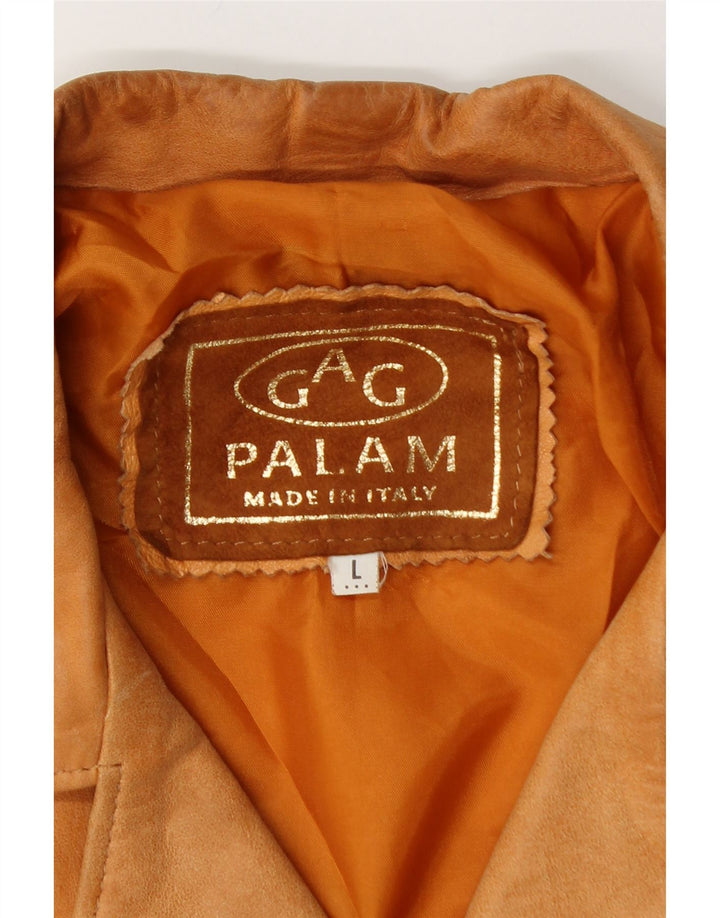 Giacca in pelle vintage da donna UK 16 grande beige