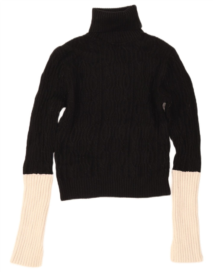 Maglione corto a collo alto da donna Zara UK 14 blocco colore nero medio