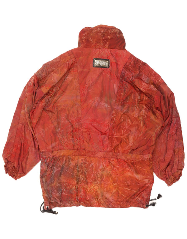Giacca anorak vestibilità ampia da donna vintage con motivo astratto UK 44 2XL rossa